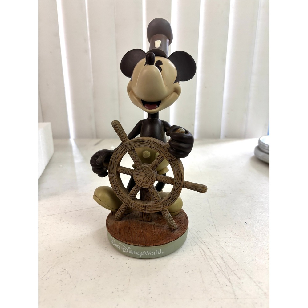 Walt Disney World Steamboat Willie Mickey Mouse Bobblehead Figurine 9.5"